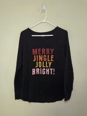 Women's Old Navy Thermal Knit Long Sleeve Shirt Sz Large Holiday